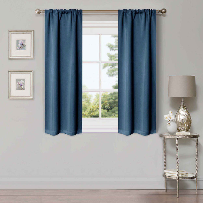 Solid Machine Washable Room Darkening Blackout Curtains, Set of 2