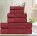 Turkish Cotton Herringbone Solid Assorted 6 Piece Towel Set - Maroon