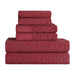 Turkish Cotton Herringbone Jacquard Assorted 6 Piece Towel Set - Maroon