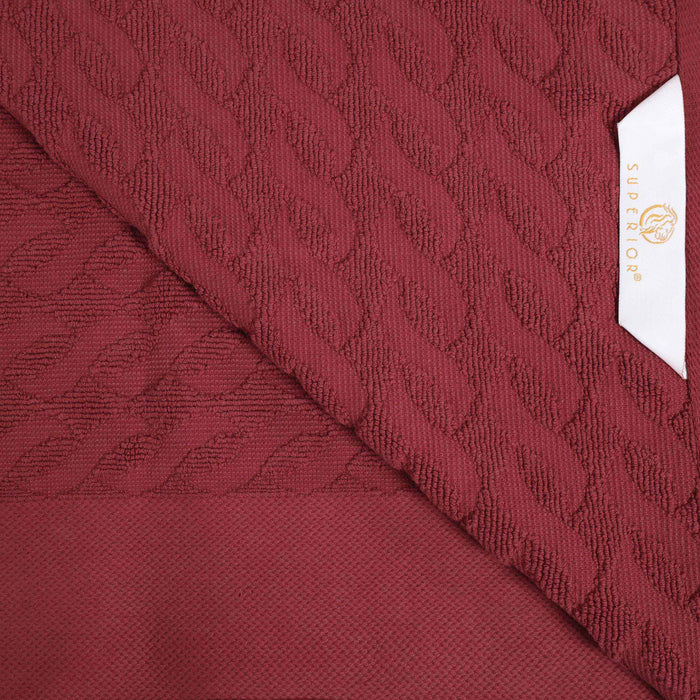 Turkish Cotton Herringbone Jacquard Assorted 6 Piece Towel Set - Maroon