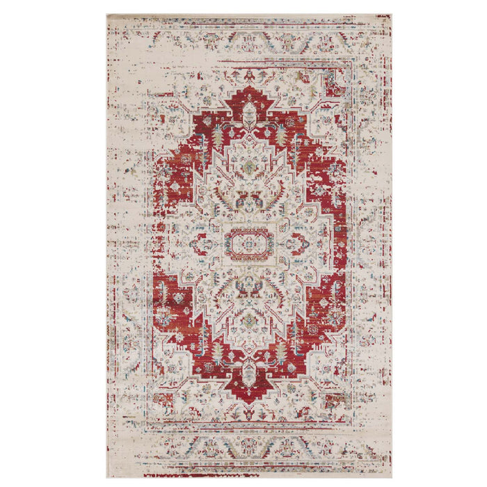 Marquis Modern Farmhouse Medallion Indoor Area Rug - Red