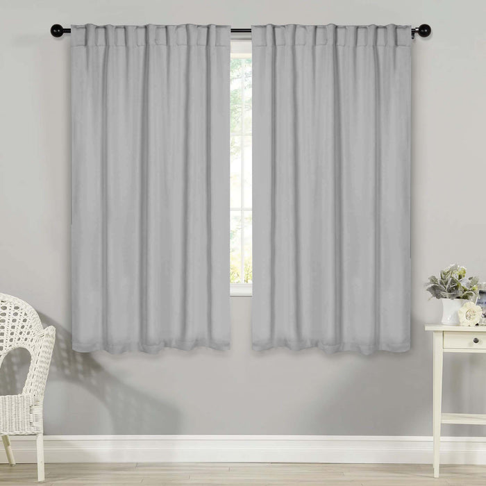 Solid Room Darkening Blackout Curtains with Back Tabs, Set of 2