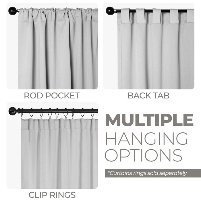 Solid Room Darkening Blackout Curtains with Back Tabs, Set of 2