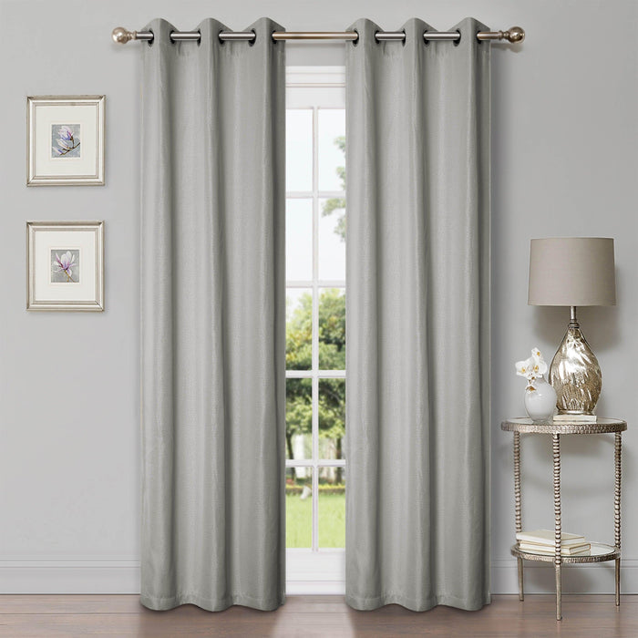 Linen Pattern Washable Room Darkening Blackout Curtain Set 42" - Marshmallow