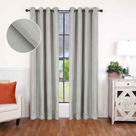 Linen Pattern Washable Room Darkening Blackout Curtain Set