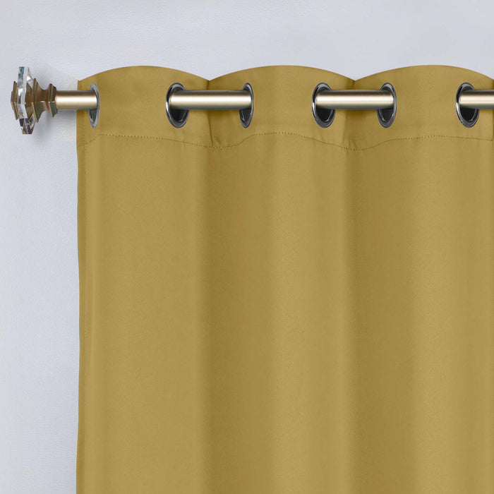 Solid Machine Washable Room Darkening Blackout Curtains, Set of 2 - MasturdYellow