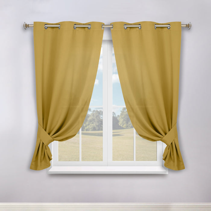 Solid Machine Washable Room Darkening Blackout Curtains, Set of 2 - MasturdYellow