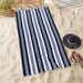 Maui Striped Cotton Oversized Cotton 2 Piece Beach Towel - Blue