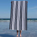 Maui Striped Cotton Oversized Cotton 2 Piece Beach Towel - Blue