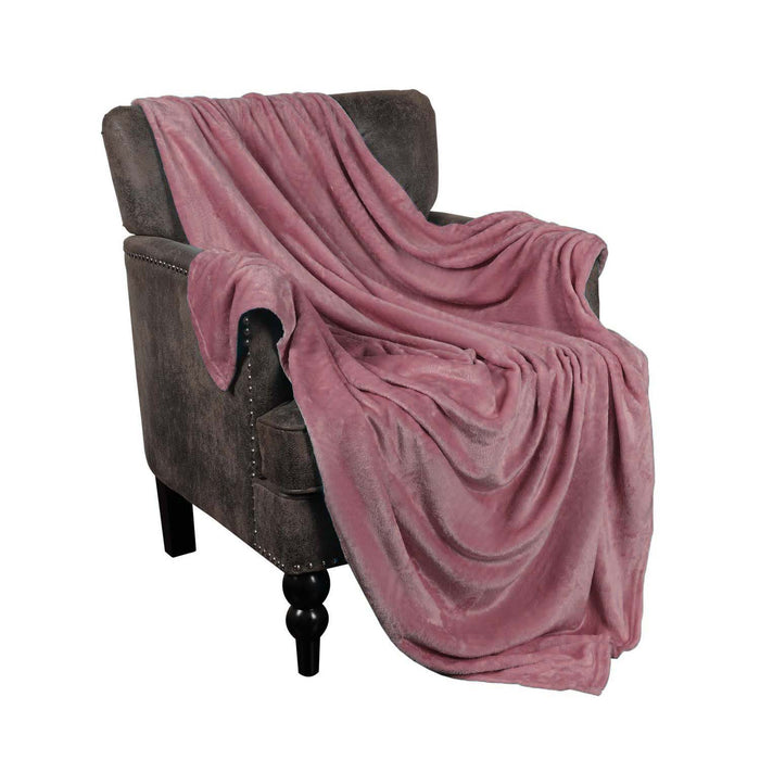 Fleece Plush Medium Weight Fluffy Decorative Blanket Or Throw - Mauve