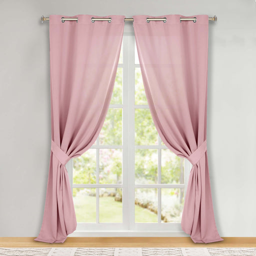 Solid Machine Washable Room Darkening Blackout Curtains, Set of 2 - MauveChalk