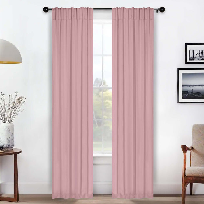 Solid Room Darkening Back Tabs Blackout Curtains, Set of 2