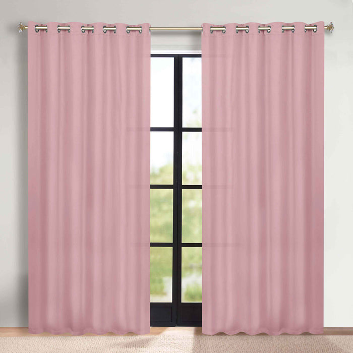 Solid Machine Washable Room Darkening Blackout Curtains, Set of 2 - MauveChalk