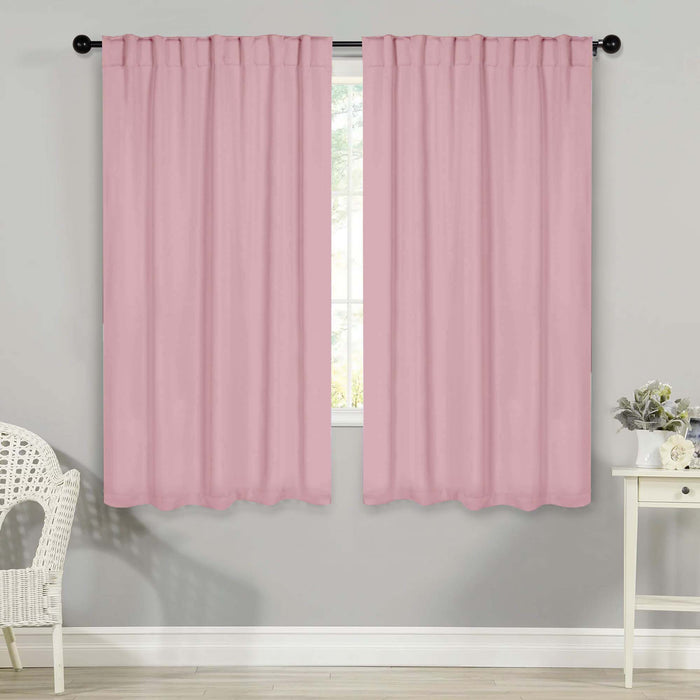 Solid Room Darkening Blackout Curtains with Back Tabs, Set of 2