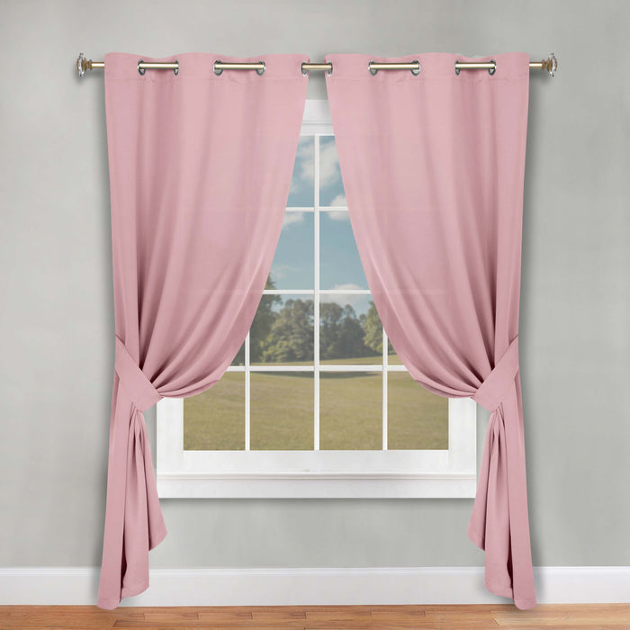 Solid Machine Washable Room Darkening Blackout Curtains, Set of 2 - MauveChalk