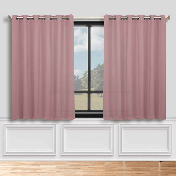 Solid Machine Washable Room Darkening Blackout Curtains, Set of 2 - MauveChalk