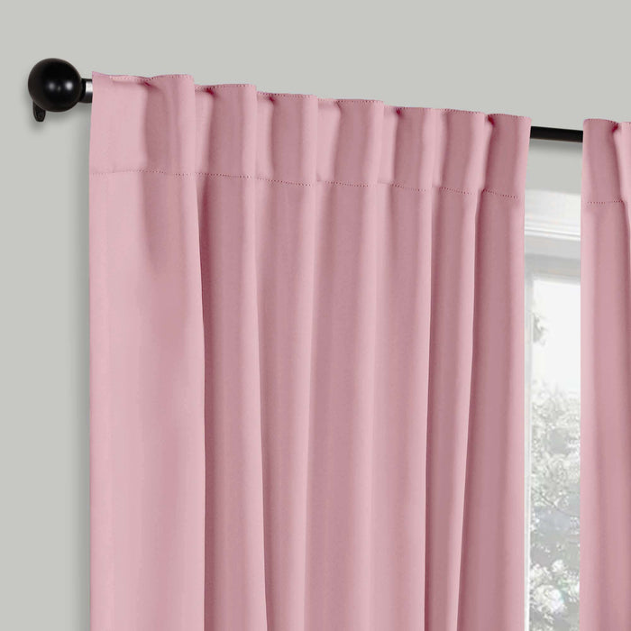 Solid Room Darkening Back Tabs Blackout Curtains, Set of 2