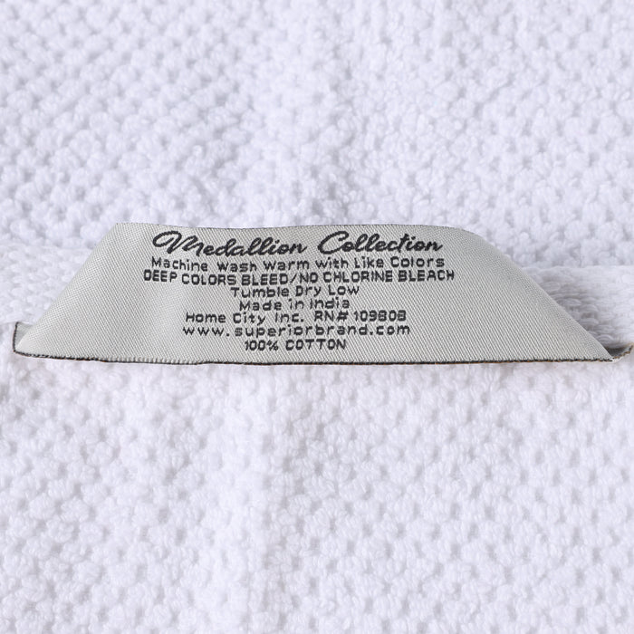 Medallion Cotton Jacquard Textured 6 Piece Assorted Towel Set - Silver