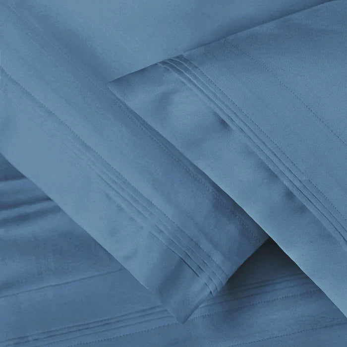 650 Thread Count Egyptian Cotton Solid Pillowcase Set - Medium Blue