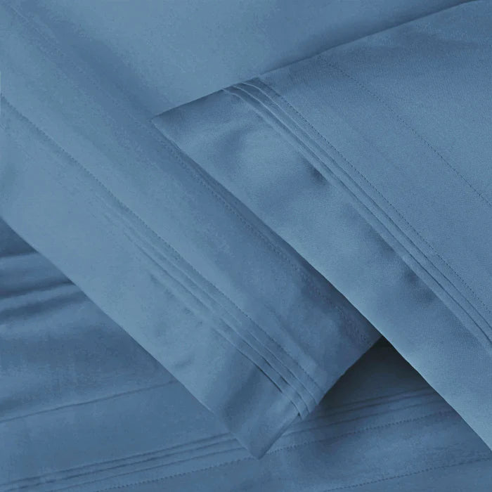 1500 Thread Count Egyptian Cotton Solid 2 Piece Pillowcase Set - Medium Blue