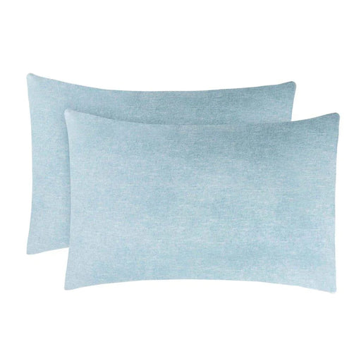 Melange Flannel Cotton Two-Toned Textured Pillowcases, Set of 2 - Blue