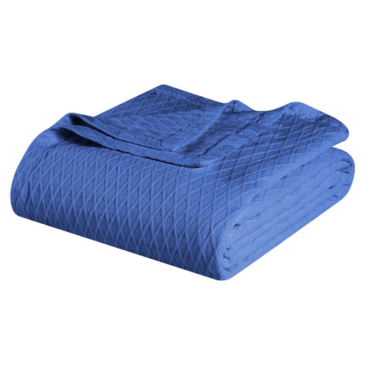 Cotton All Season Diamond Bed Blanket & Sofa Throw - Merritt Blue