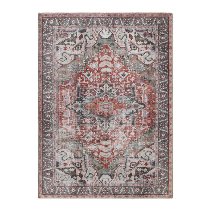 Mesa Rustic Medallion Border Indoor Area Rug or Runner Rug - Brown