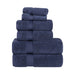 Wringcaster Zero-Twist Towel Set, 100% Combed Cotton, Chevron Border, 575 GSM, Quick-Dry, 6-Pieces - Midnight Blue