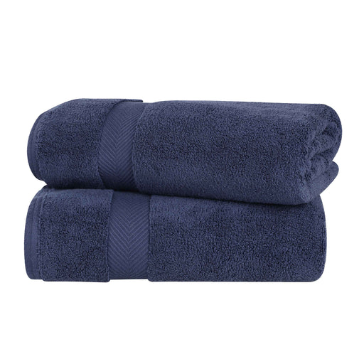 Cotton Zero Twist 2 Piece Bath Sheet Towel Set - Midnight Blue