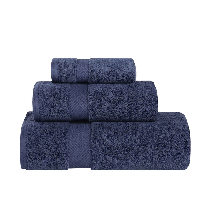 Cotton Zero Twist Solid 3 Piece Towel Set - Midnight Blue