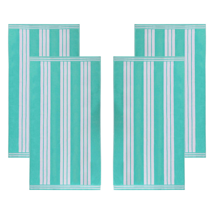 Cabana Stripe Oversized Cotton Beach Towel Set Of 2, 4, 6 - Mint