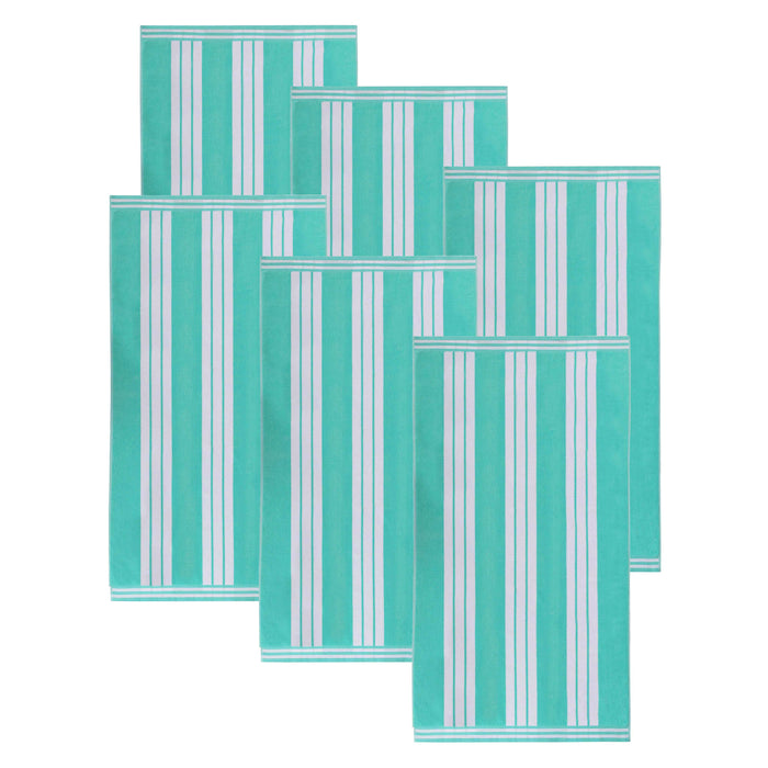 Cabana Stripe Oversized Cotton Beach Towel Set Of 2, 4, 6 - Mint