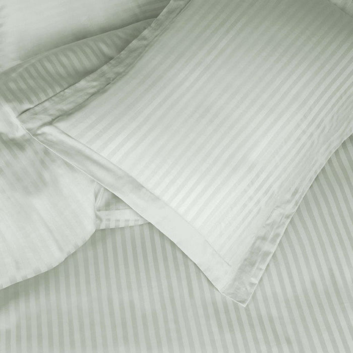 Egyptian Cotton 600 Thread Count Striped Duvet Cover Set - Mint