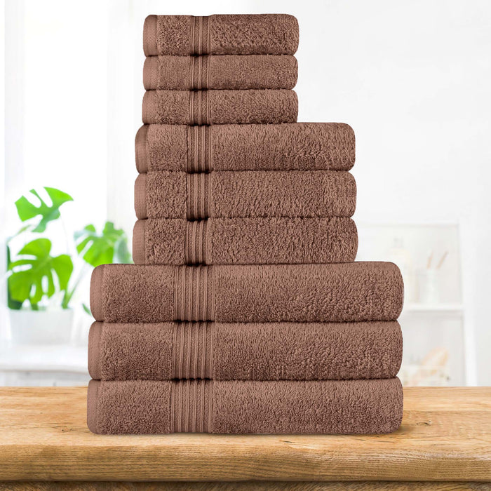 Egyptian Cotton Highly Absorbent Solid 9-Piece Ultra Soft Towel Set - Mocha