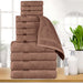 Egyptian Cotton Highly Absorbent Solid 12-Piece Ultra Soft Towel Set - Mocha