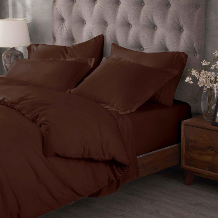 Egyptian Cotton 400 Thread Count Solid Duvet Cover Set - Mocha