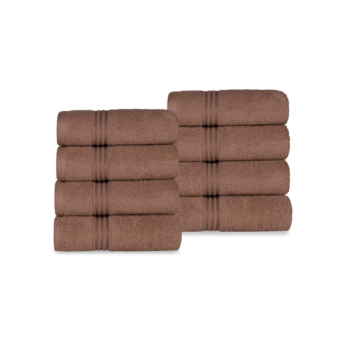 Egyptian Cotton 8 Piece Solid Hand Towel Set - Mocha