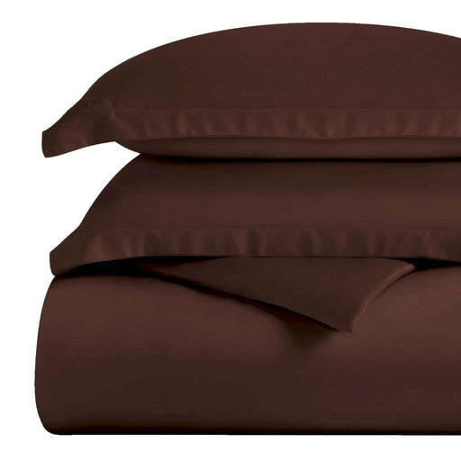 Egyptian Cotton 300 Thread Count Solid Duvet Cover Set - Mocha