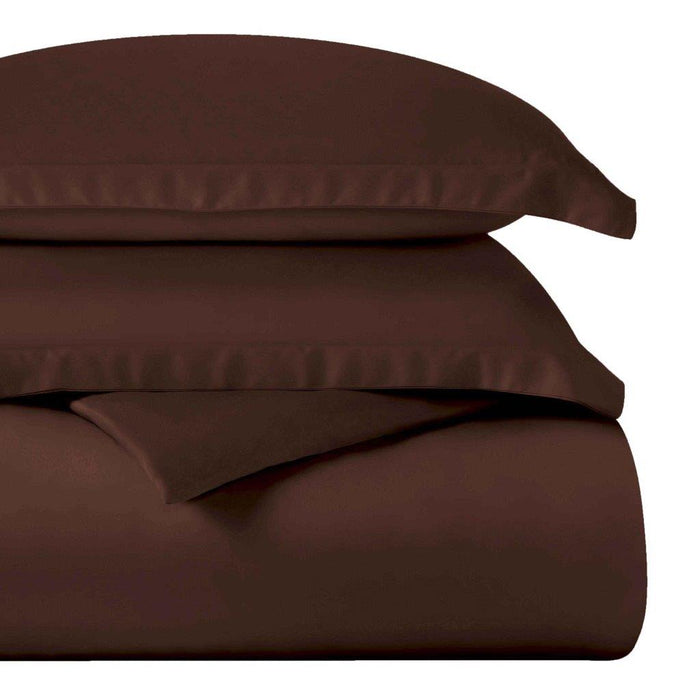 Egyptian Cotton 400 Thread Count Solid Duvet Cover Set - Mocha