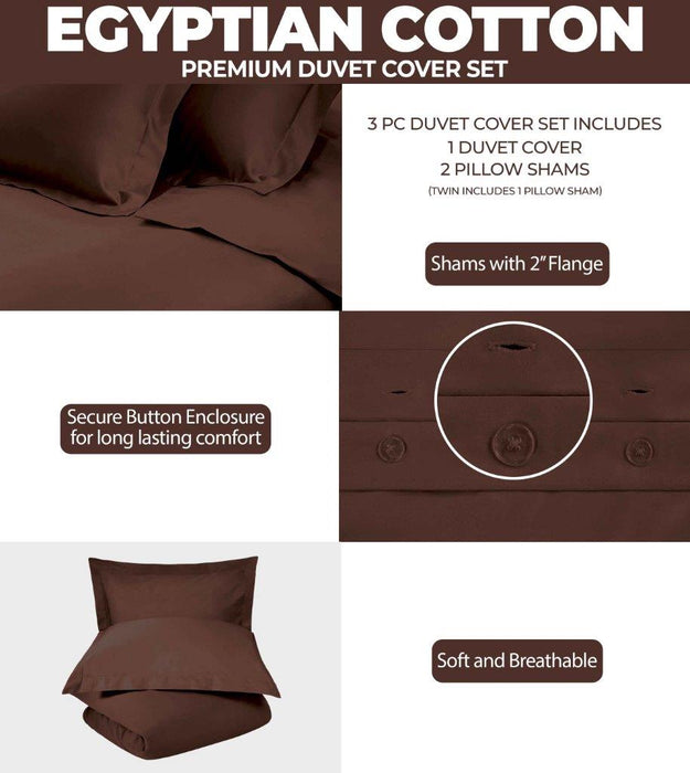 Egyptian Cotton 300 Thread Count Solid Duvet Cover Set - Mocha