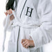 Cotton Adult Unisex White Embroidered Highly Absorbent Fluffy Bathrobe - White