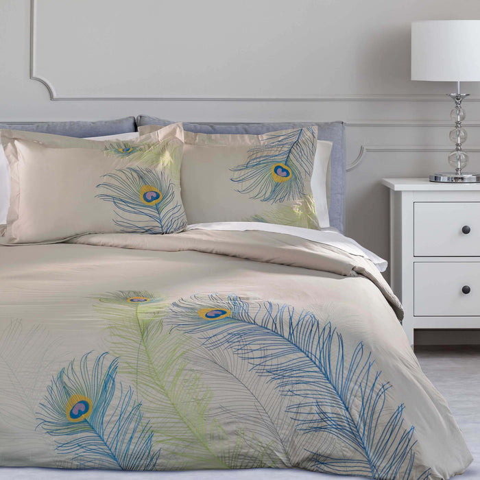 Peacock Cotton Embroidered Duvet Cover Set