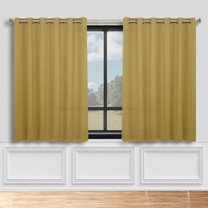 Solid Machine Washable Room Darkening Blackout Curtains, Set of 2 - MustardYellow