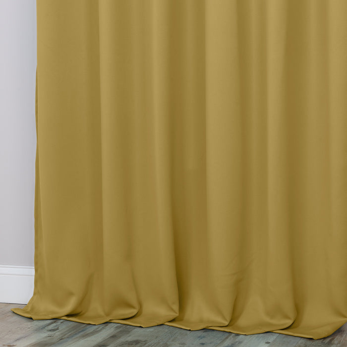 Solid Machine Washable Room Darkening Blackout Curtains, Set of 2 - MustardYellow