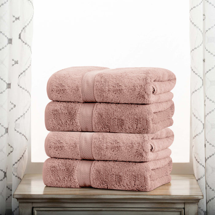 Egyptian Cotton Pile Plush Heavyweight Soft 4 Piece Bath Towel Set