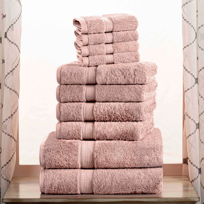 Egyptian Cotton Pile Plush Heavyweight Luxury Soft 10-Piece Towel Set