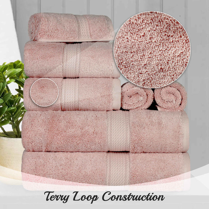 Egyptian Cotton Pile Plush Heavyweight Luxury Soft 8-Piece Towel Set