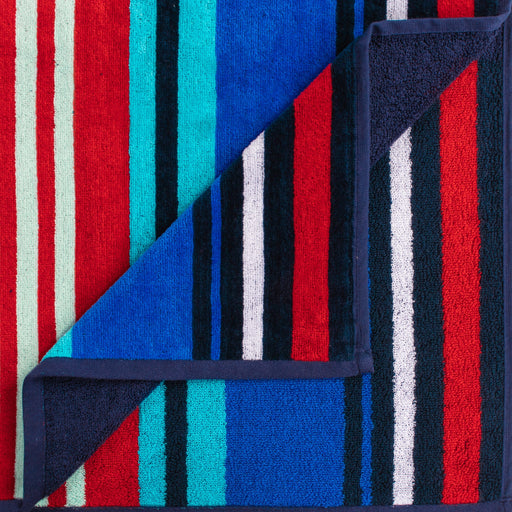 Nautical Stripe Cotton Oversized 4 Piece Beach Towel Set - Blue