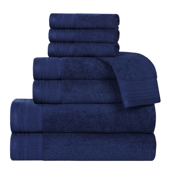 Honeycomb Textured Waffle Border Luxury Cotton 8 Piece Towel Set