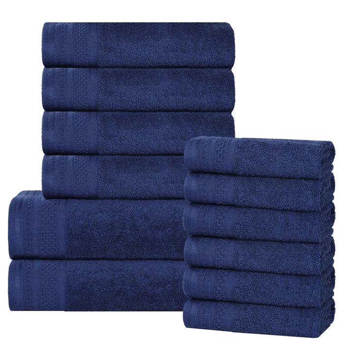 Honeycomb Textured Waffle Border Luxury Cotton 12 Piece Towel Set